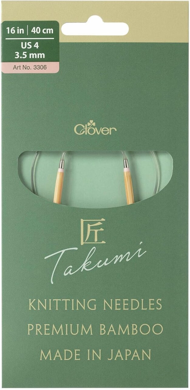 Clover Takumi Pro Bamboo Circular Knitting Needles 16"- US 0-15